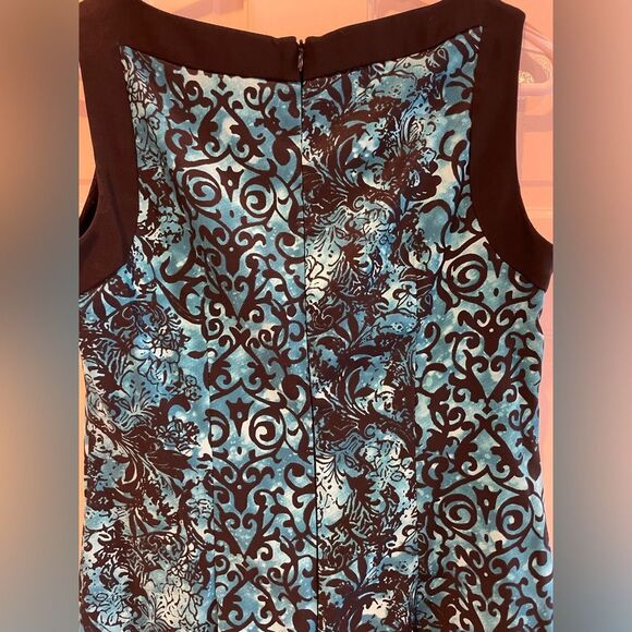 Connected Apparel Sleeveless Floral Bodycon Midi Dress Black & Turquoise Size 10 - Picture 5 of 9